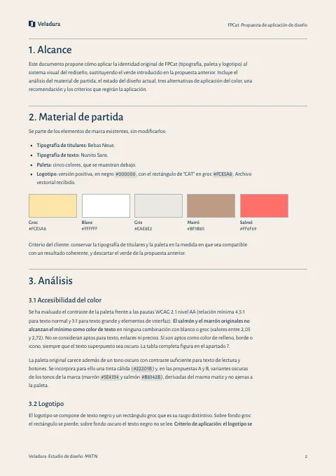 Página 2 del informe de propuesta de aplicación de diseño de FPCat