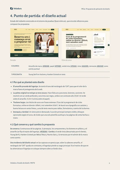 Página 4 del informe de propuesta de aplicación de diseño de FPCat