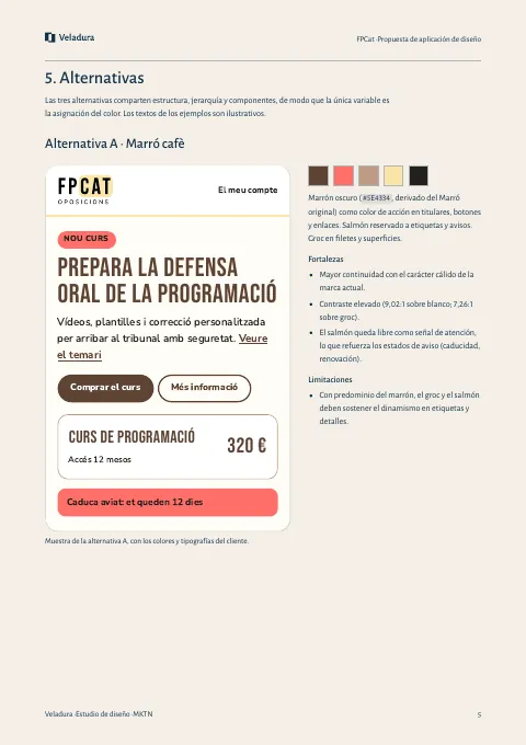 Página 5 del informe de propuesta de aplicación de diseño de FPCat