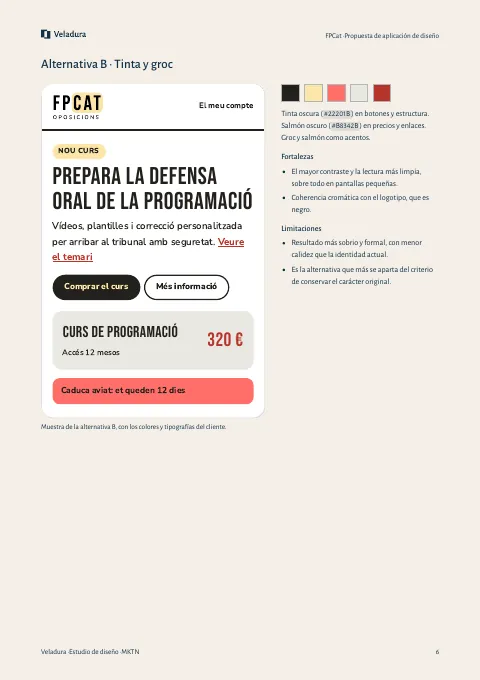 Página 6 del informe de propuesta de aplicación de diseño de FPCat