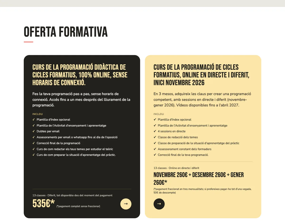Oferta formativa del rediseño de FPCat
