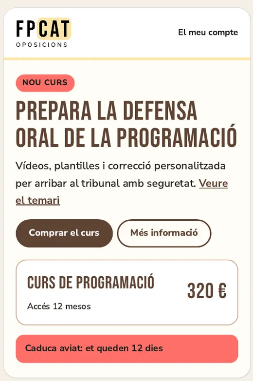 Muestra de la alternativa A: titular y botones en marrón café, aviso salmón
