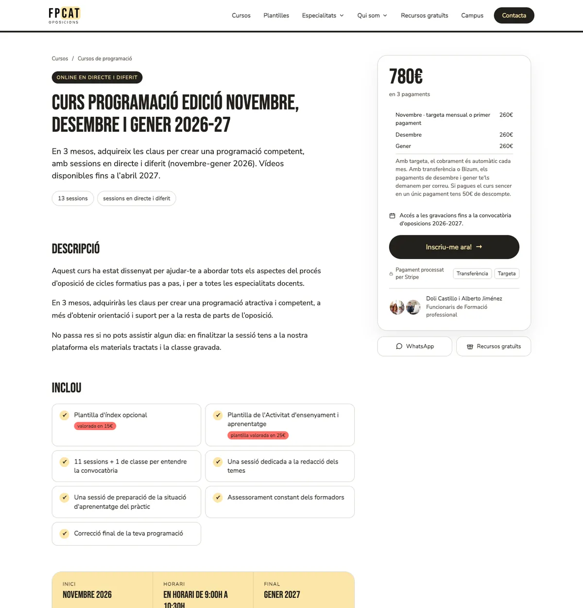 Ficha de curso del rediseño de FPCat