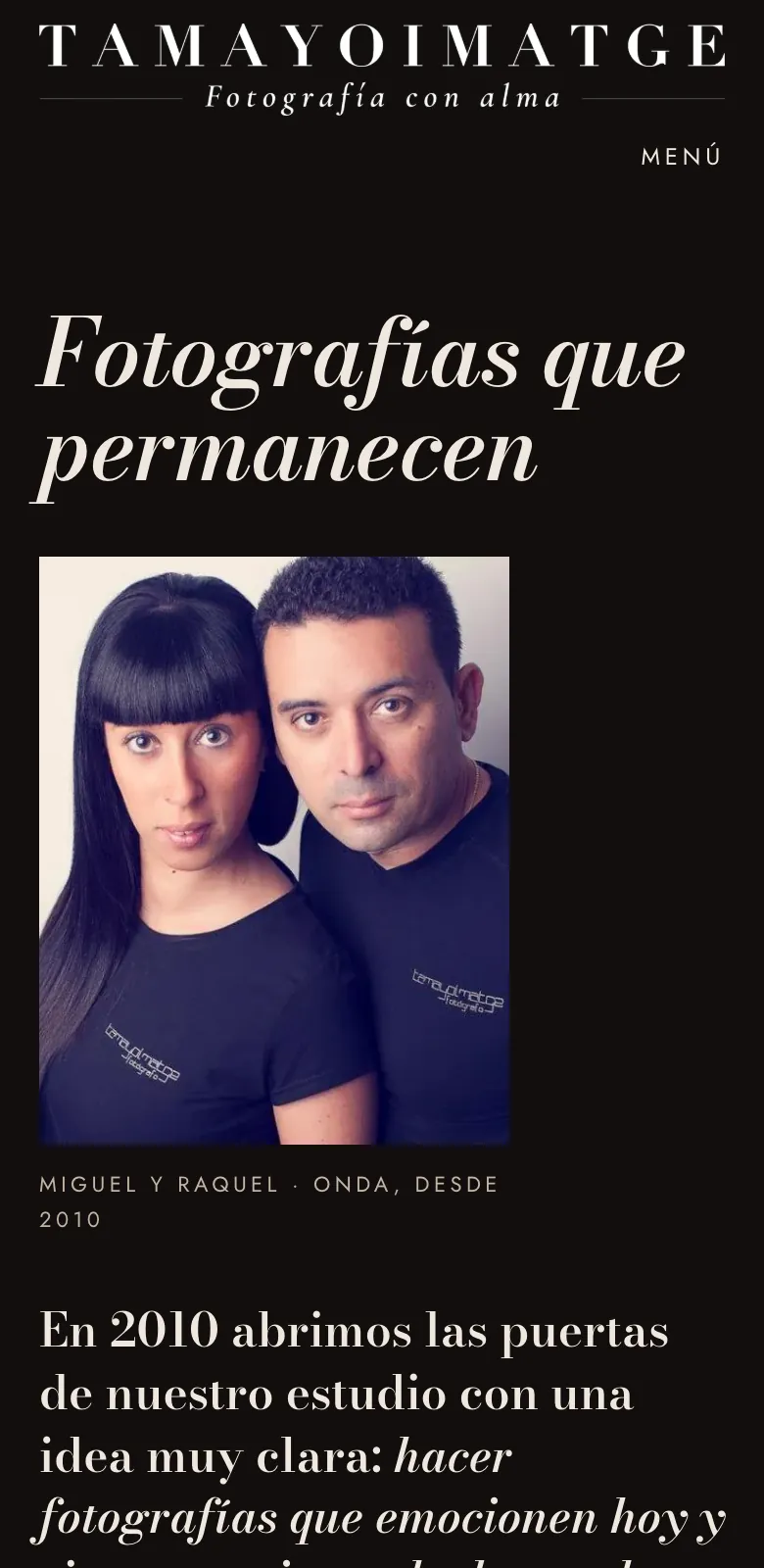 Página Nosotros del rediseño en móvil
